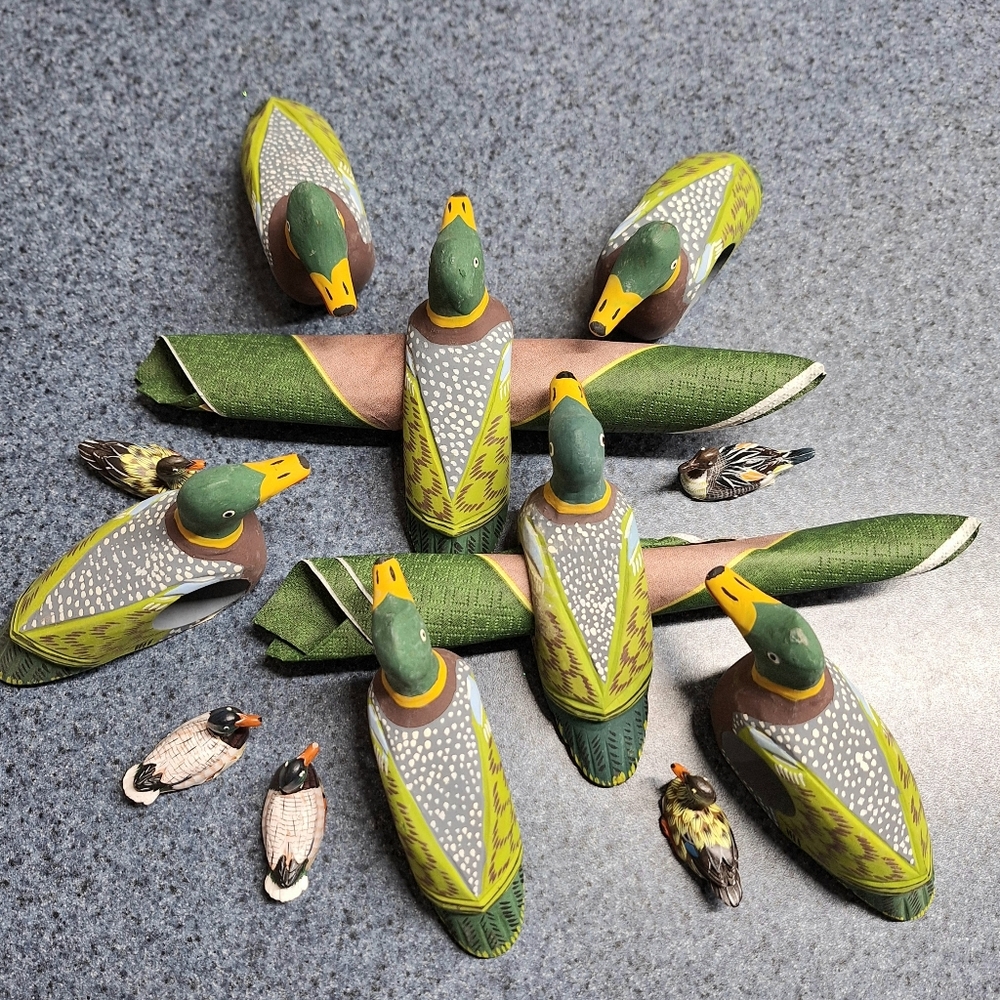 Vintage, Handcrafted Wooden Mallard Napkin Rings Made in the Philippines🦆